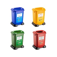 Geri Dönüşüm Sıfır Atık Kutusu Plastik 50 Litre 4 Lü Seri Atık