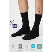 Socketta 3'lü Siyah Erkek Business Bambu Dikişsiz Takviyeli İnce Yazlık Soket Çorap - Premium Siyah