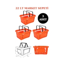 3 adet 22Litre Market ve Alışveriş Sepeti, Saplı Market Sepeti T