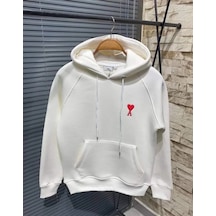 Tua Moda Unisex Kapşonlu Baskılı Sweetshirt - Beyaz Beyaz