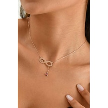 Harfli Uğur Böcekli Sonsuzluk 925 Ayar Gümüş Kolye-1564