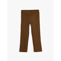 Koton Desenli Cep Detaylı Slim Fit Tayt Kahverengi Ekose 5wkg40256ak Kahverengi
