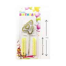 Mika Şeffaf 4 Rakam Gold Mum Set