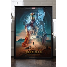 Iron Man Siyah Ahşap Çerçeveli Poster, Dekoratif Film Duvar Tablosu
