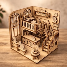 Indoor Garden Ahşap Maket Seti Dıy Miniatür İç Mekan Bahçesi Book Nook Dekoru