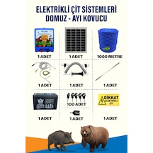 1000mt 5-15 Dönüm 12v Akü Ve 25w Güneş Panelli Elektrikli Çit Sistemi + Kapı Yaylı Set