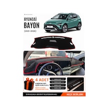 Hyundai Bayon 2021-2026 Uyumlu Torpido Örtüsü, Torpido Kılıfı - Siyah-kırmızı - Hu012
