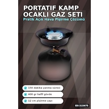 Portatif Kamp Ocağı 12 Cm Pişirme Alanı 400 Gr Gaz Ayarlı Pratik Doğa Ekipmanı Bx-315975 Çok Renkli