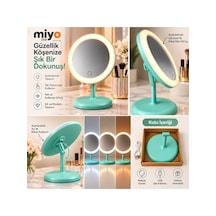 Led Işıklı Makyaj Aynası Dokunmatik Kontrollü Ayarlanabilir Açılı Masaüstü Ayna Mint Yeşili Yeşil