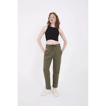 Unisex Üç İplik Basic Eşofman Pantolon - Haki 001