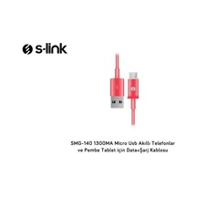 S Link Smg 140 1 3a Micro Usb Pembe Data Şarj Kablosu