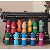 Waldorf Şapkalı Pegleri 12li Set Gökkuşağı Tonları Kırtkırt Ah...