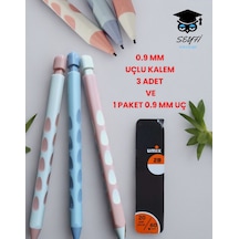 0.9 Mm Uçlu Kalem 3 Adet Ve 1 Paket 0.9 Mm Uç Çok Renkli