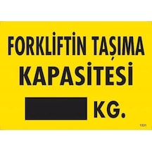 Znv Zenvia Mey İthalat Forkliftin Taşıma Kapasitesi Uyarı Levhası 25x35 Kod:1331 Znv2025 Cmn