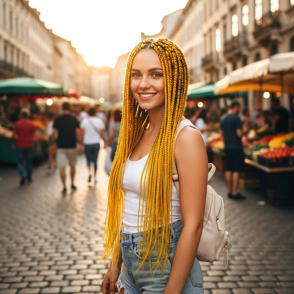 Afrika Örgüsü Ve Rasta İçin Sentetik / Koyu Sarı - Mydr-461749 Çok Renkli