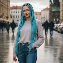 Afrika Örgüsü Ve Rasta İçin Sentetik Saç - Açık Mavi