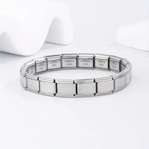 Çelik Bileklik İtalyan Charm Yazısız Model Unisex Erkek Kadın 3 Mm 18 Cm Gümüş Silver Gümüş