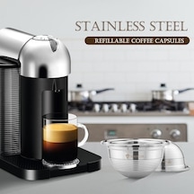 Novahub Jms Paslanmaz Çelik Kahve Kapsülleri Vertuoline Gca1 Pod Filtreleri Bardak 70ml/230ml Gümüş