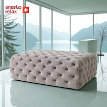 Smarto Relax Puf Swiss Style Soglio Ayaksiz Kapitoneli 100x45x45 Puf Ayaksız Kapitoneli Dekoratif Puf Ekru