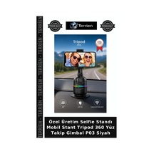 Özel Üretim Selfie Standı Mobil Stant Tripod 360 Yüz Takip Gimbal P03 Siyah
