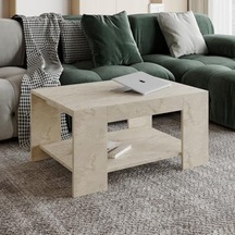 Lina Orta Sehpa Modern Minimal Tasarım, Traverten Abanoz