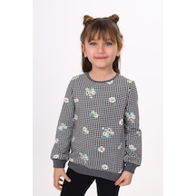 Toontoy Kız Çocuk Papatya Baskılı Sweatshirt Antrasit