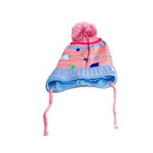 Bay Şapkacı Kız Bebek İpli Kürklü Pembe Şapka 7528 Beyaz - Pembe