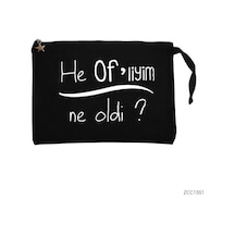 Zepplin Giyim He Ofliyim Siyah Clutch Astarlı Cüzdan / El Çantası