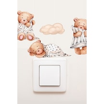 MSticker 3lü Uyuyan Sevimli Ayıcık Priz Sticker