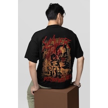 Tasarım Slayer Baskılı Unisex Oversize Tişört Siyah