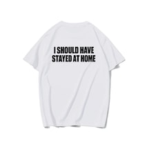 Brz Collectıon Brz Collection Unisex Oversize I Should Have Stayed At Home T-shirt Beyaz