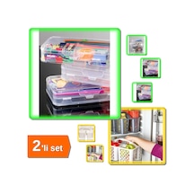 Dolap Organizer Kutusu 2 Katlı + Buzdolabı Düzenleyici Sepet 3 Bölmeli Gri - 2li Set Z5q5y7 Belirtilmemiş