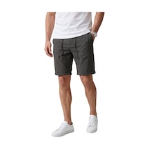 Deep Sea Deepsea Füme Slim Fit Likralı Çizgi Dokulu Beli Lastikli İpli Erkek Şort Kapri 2601743