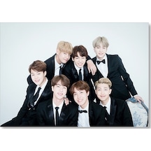 Cakasepetim Bts Kore Pop Siyah Takım Elbiseli Ahşap Mdf Tablo