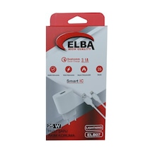 Elba ELB07-USB-25WiOS Uyumlu Beyaz 25W Usb Ev Şarj Kafa+ Usb 1mt Lightning Kablo QC4.0 Hızlı Şarj