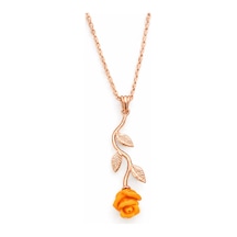 Çekirdekjewelry 925 Ayar Gümüş Pembe Güllü Ters Kolye Pembe