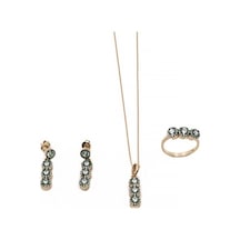 Roze Gümüş Taşlı Kadın Üçlü Set Yüzük Küpe Kolye Ucu Ve Zincir Mo