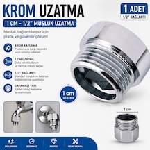 1/2" Krom Musluk Uzatma 1 Cm Pirinç Krom Kaplama Musluk Bağlantı Uzatma Aparatı 1 Adet Diğer