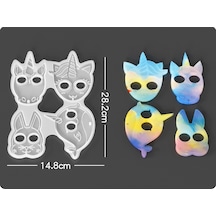 Epoksi Reçine Silikon Kalıp İthal Unicorn Figürleri Anahtarlık Toka Obje Silikon Kalıp Hb10021-0079