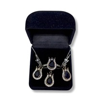 Oya Silver Zirkon Taşlı Safir Lale Gümüş Set&takım