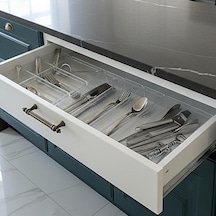 Modüler Organizer Set Mutfak Çekmece İçi Düzenleyici Çatal Kaşık Bıçak Organizeri Kristal 10'lu Set Çok Renkli
