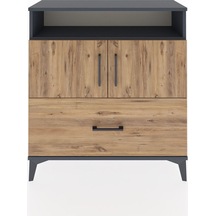 Arges Şifonyer 3 Raflı Tek Çekmeceli 2 Kapaklı 88x30x96 Antrasit-çam Antrasit