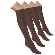 4 'Lü Paket Dizaltı Kahverengi Bayan Çorabı-Koyu Kahverengi