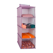4 Bölmeli Asılabilir Dolap Düzenleyici 24x29x64 Cm Kumaş Pembe Tr Diğer