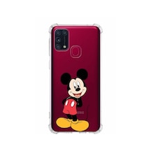 Samsung Galaxy Uyumlu M31 Köşe Korumalı Antişok Kapak Mickey Mouse Tasarımlı Şeffaf Kılıf Şeffaf