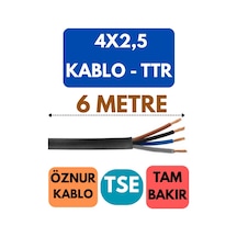 Öznur 4x2,5 Ttr Kablo Metre Seçenekli Siyah - 6 Metre