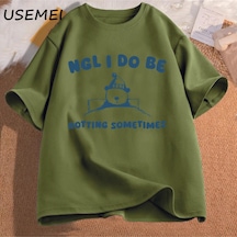 Flood Of Style Ngl Ben Çürüyen Bazen Pamuklu T-shirt Boy Adam Giysileri Baskılı Tişörtleri Grafik Tee Kısa K Yeşil