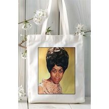 Art Hediye Aretha Franklin Baskılı Bez Çanta Omuz Çantası Kişiye Özel Desen 2 Çok Renkli