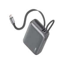 Ttec-recharger Pro Lcd 10.000mah Pd 20w Usb-c Makaralı Kablolu Taşınabilir Hızlı Şarj Aleti / Powerbank Uzay Gri