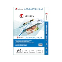Mühlen A4 - 125 Micron Laminasyon Makinesi Filmi 125 Mc A4 1 Paket 100 Adet